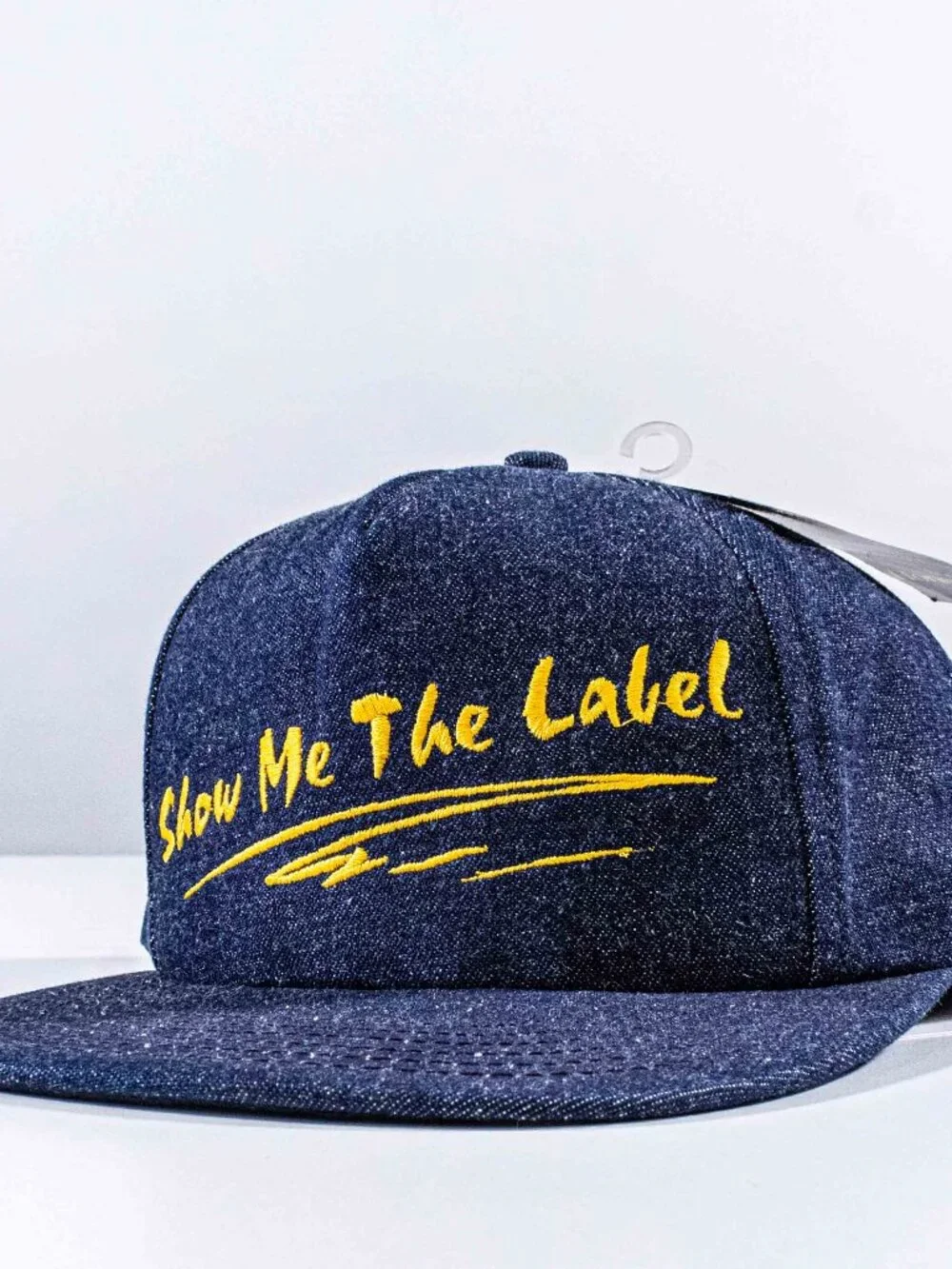 Vintage 90s Show Me The Label SMWIA Union Made Denim Snapback Hat USA